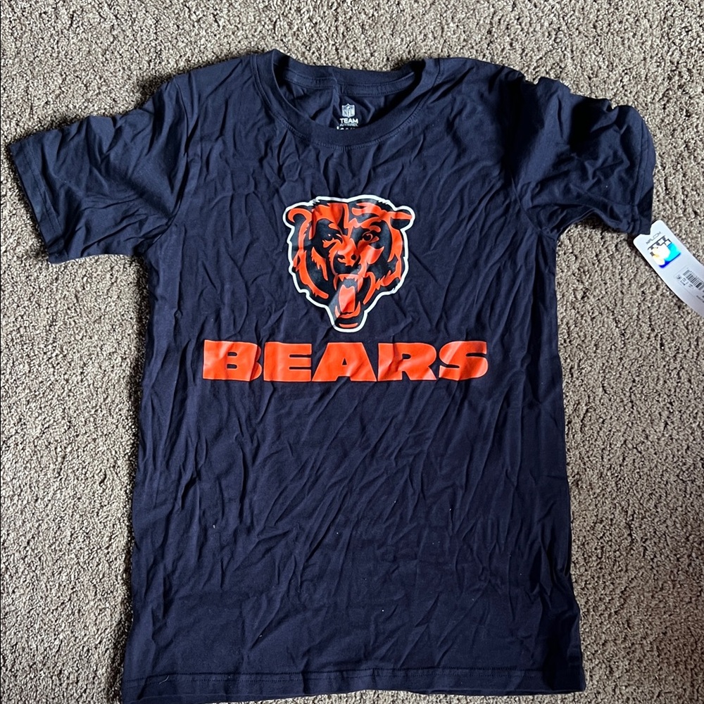 NFL Youth Navy Blue Chicago Bears Graphic Tee with Orange Logo